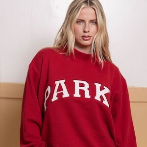 Parke Back to School Crimson and White Red Mockneck Sweatshirt S/M